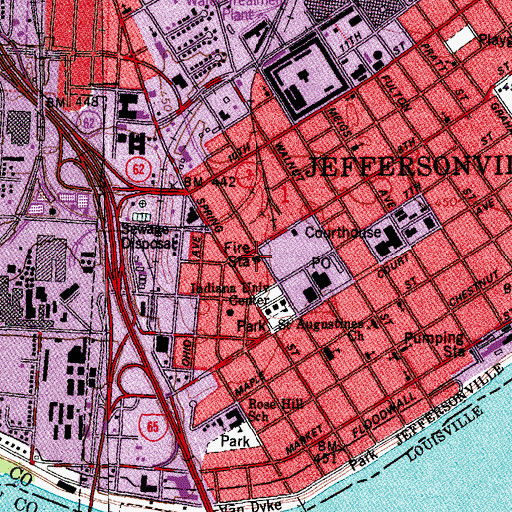 Topographic Map of Jeffersonville Fire Department Station 1, IN