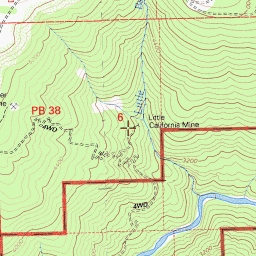 Topographic Map of Little California Mine, CA