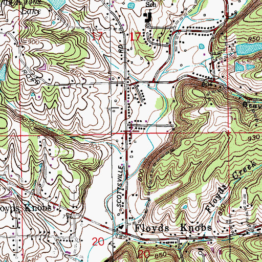 Topographic Map of Lafayette Township Volunteer Fire Department Station 1 Headquarters, IN