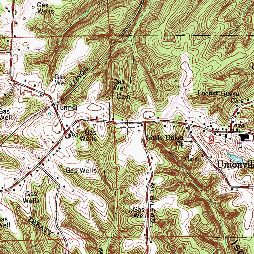 Topographic Map of Benton Township Volunteer Fire Department, IN