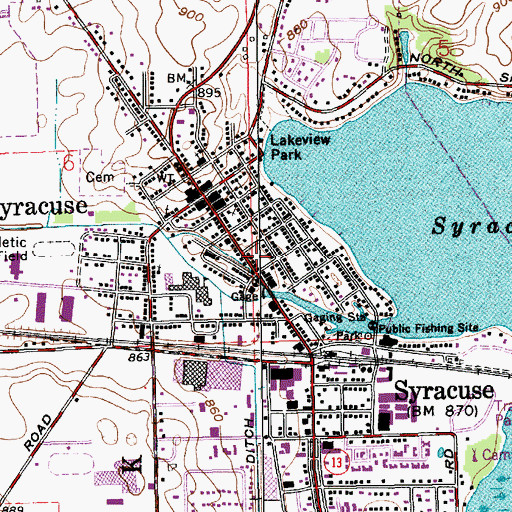 Topographic Map of Syracuse Fire Department Station 1, IN