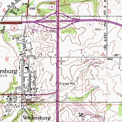 Topographic Map of Fountain County Ambulance Service, IN