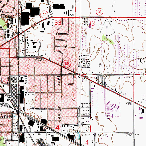 Topographic Map of Crawfordsville Fire Department Station 2, IN