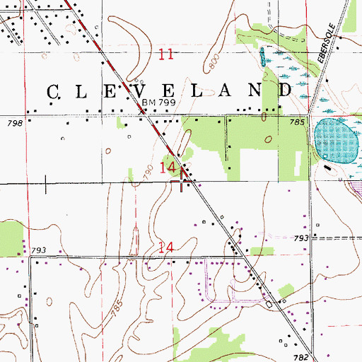 Topographic Map of Cleveland Township Fire Department North Station, IN