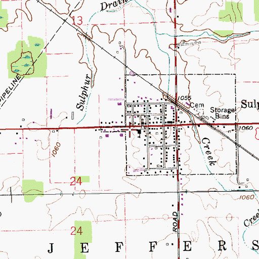 Topographic Map of Jefferson Township Fire Department, IN