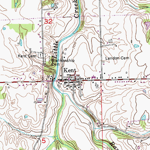 Topographic Map of Kent Volunteer Fire Company, IN