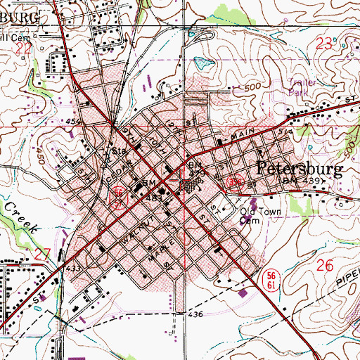 Topographic Map of Petersburg Fire Department Station 1, IN