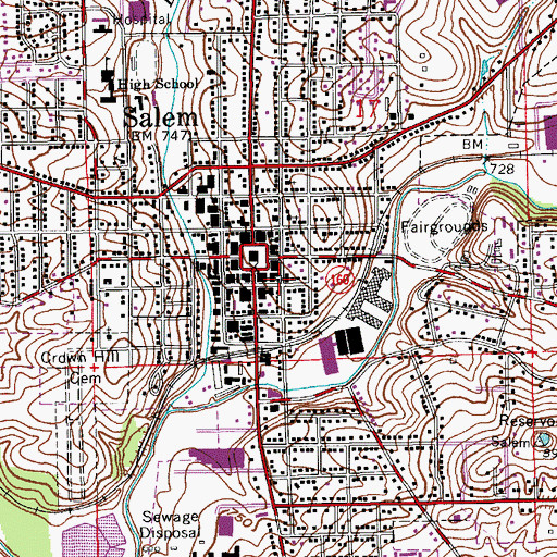 Topographic Map of Salem Fire Department, IN
