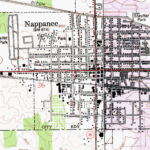 Topographic Map of Nappanee Fire Department, IN