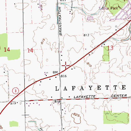 Topographic Map of Southwest Allen County Fire Station 3 Base 250, IN