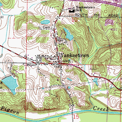 Topographic Map of Yankeetown Volunteer Fire Department, IN