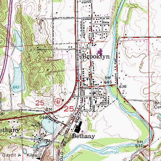 Topographic Map of Brooklyn Volunteer Fire Department, IN