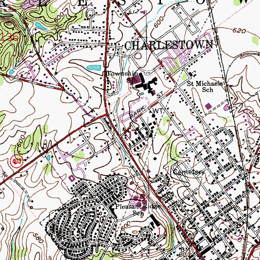 Topographic Map of Charlestown Fire Department Station 1, IN