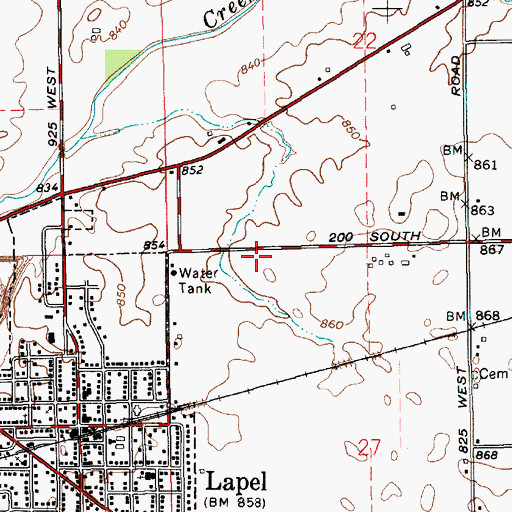 Topographic Map of Lapel Stony Creek Township Fire Station 70, IN