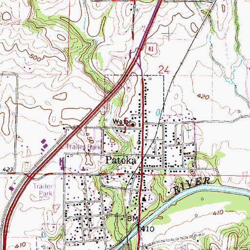 Topographic Map of Patoka Fire Department, IN