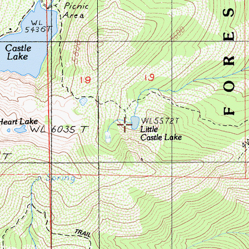 Topographic Map of Little Castle Lake, CA