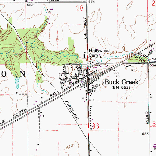 Topographic Map of Washington Township Buck Creek Fire Department, IN