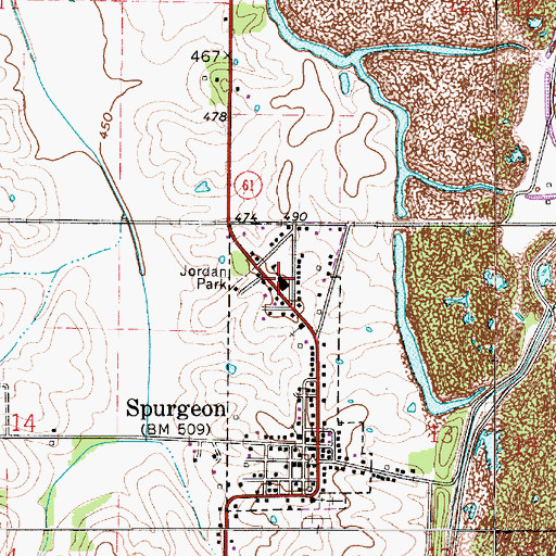 Topographic Map of Spurgeon Fire Department, IN