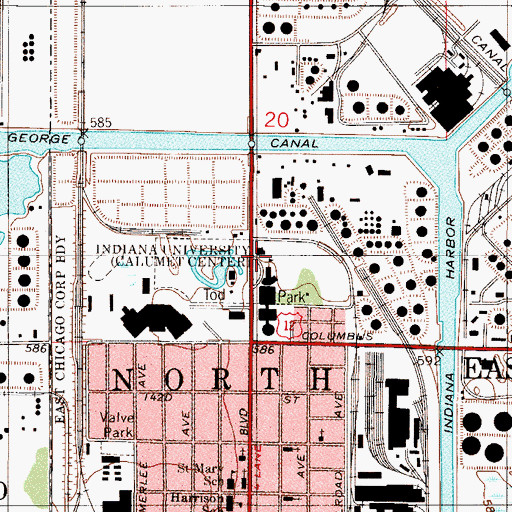 Topographic Map of East Chicago Fire Department Station 1, IN