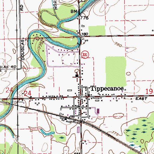 Topographic Map of Tippecanoe Fire Department, IN