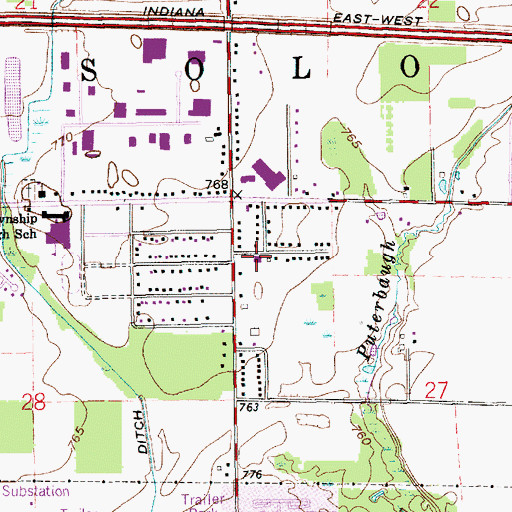 Topographic Map of Osolo Township Fire Department, IN