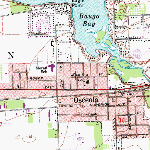 Topographic Map of Osceola Volunteer Fire Department Station 1, IN