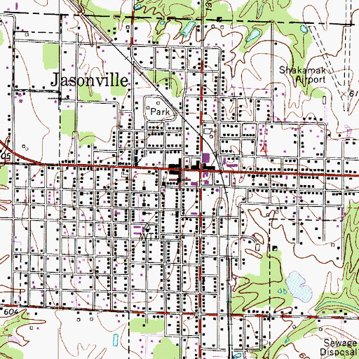Topographic Map of Jasonville Volunteer Fire Department, IN