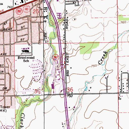 Topographic Map of Plainfield Fire Department Headquarters, IN