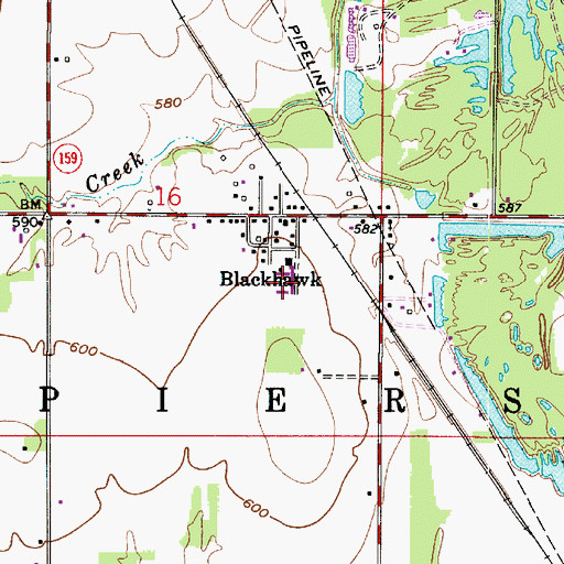 Topographic Map of Pierson Volunteer Fire Department, IN