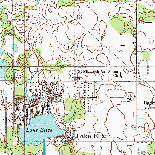 Topographic Map of Porter Township Volunteer Fire Department, IN
