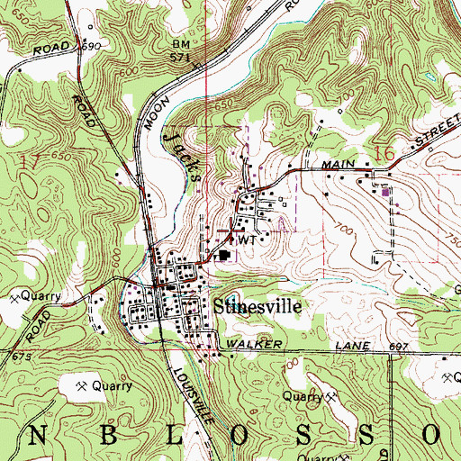 Topographic Map of Bean Blossom Township - Stinesville Fire Department, IN