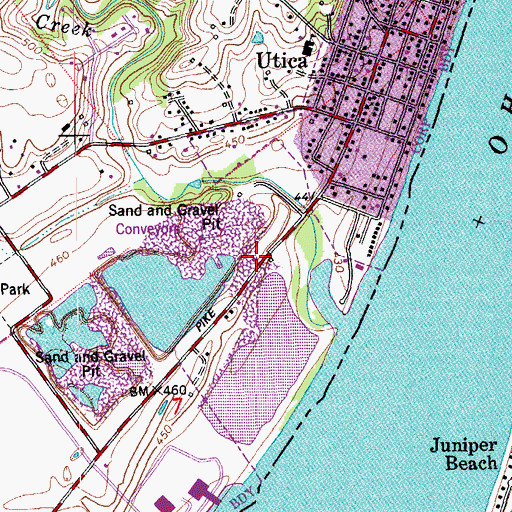 Topographic Map of Utica Township Volunteer Fire Department Station 1, IN