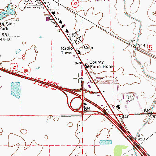 Topographic Map of Lebanon Fire Department, IN