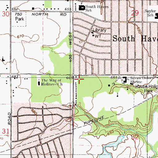 Topographic Map of South Haven Fire Department Portage Township Station, IN