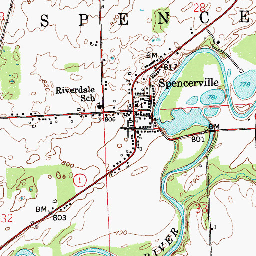 Topographic Map of Spencerville Fire Department, IN