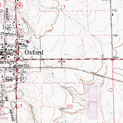 Topographic Map of Oxford - Oak Grove Volunteer Fire Department, IN