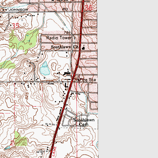 Topographic Map of Centre Township Fire Department, IN