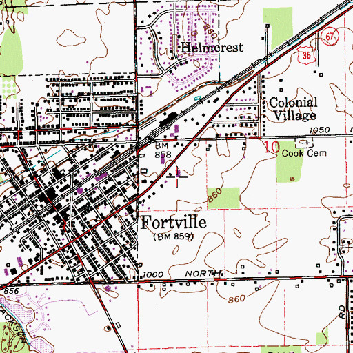 Topographic Map of Fortville Volunteer Fire Department, IN