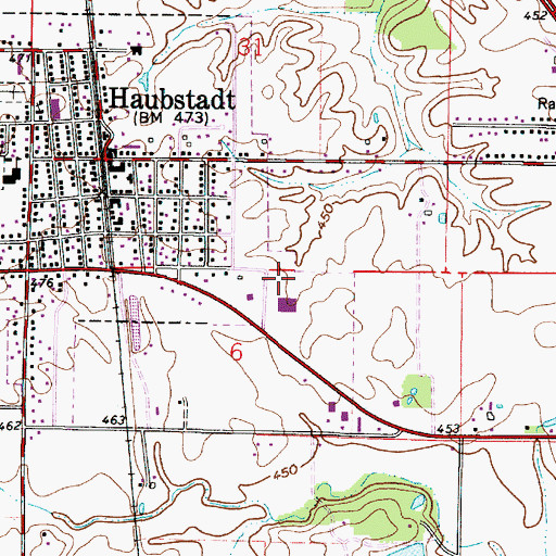 Topographic Map of Haubstadt Fire Territory, IN