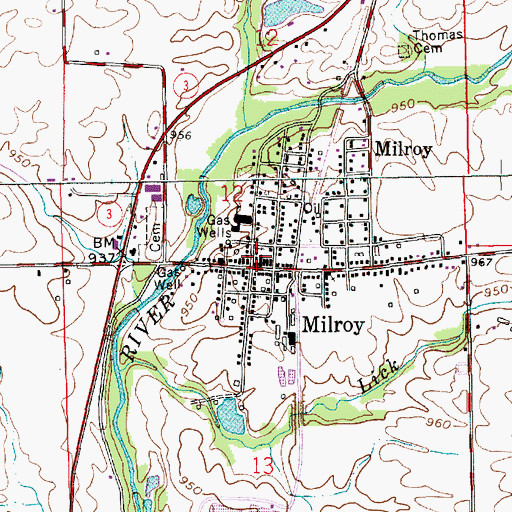 Topographic Map of Anderson Township Volunteer Fire Department, IN