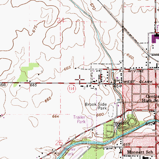 Topographic Map of Rensselaer Volunteer Fire Department, IN