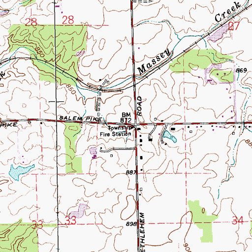 Topographic Map of Washington Township Volunteer Fire Department Marion, IN