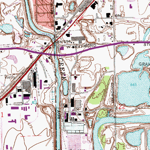 Topographic Map of Indianapolis Fire Department Support Services, IN