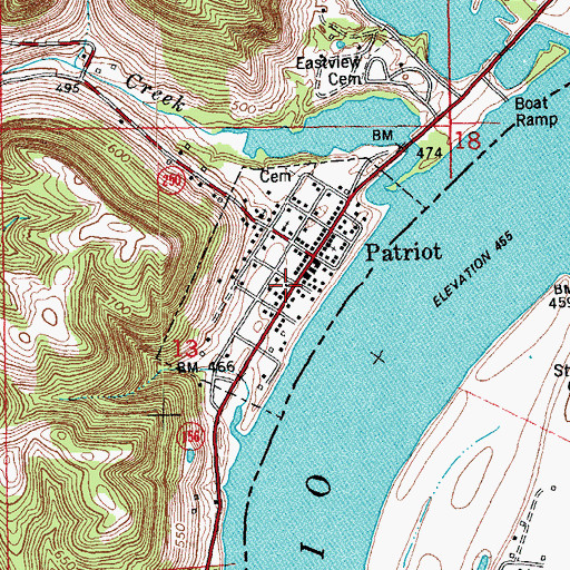 Topographic Map of Patriot Volunteer Fire Department, IN