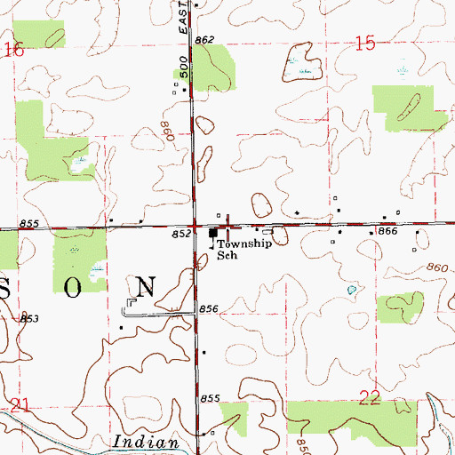 Topographic Map of Jefferson Township Fire Department, IN