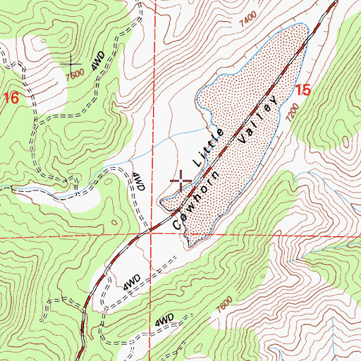 Topographic Map of Little Cowhorn Valley, CA