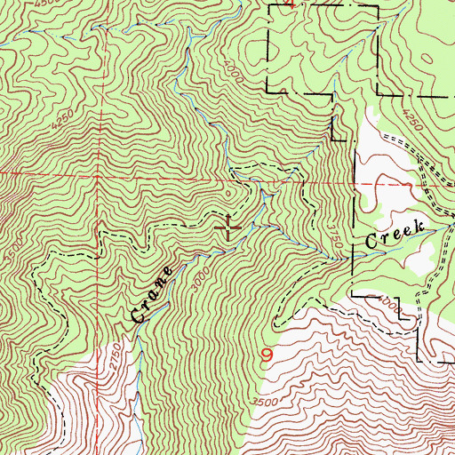 Topographic Map of Little Crane Creek, CA