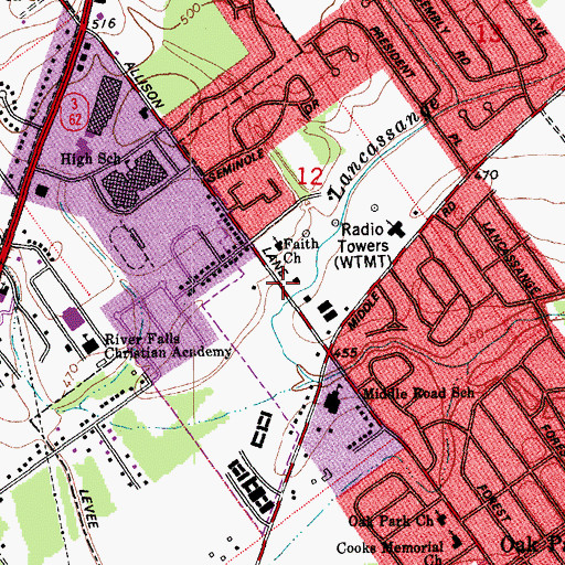 Topographic Map of McCulloch Volunteer Fire Department, IN