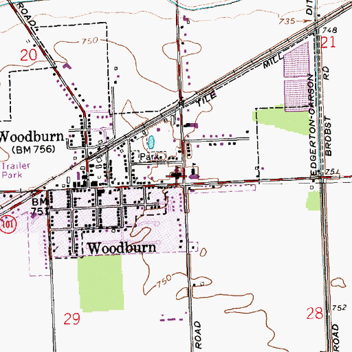 Topographic Map of Woodburn Volunteer Fire Department, IN