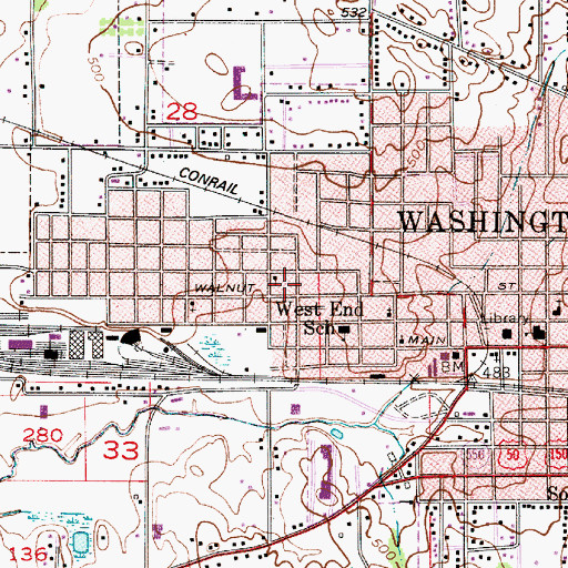 Topographic Map of Washington Fire Department Station 2, IN